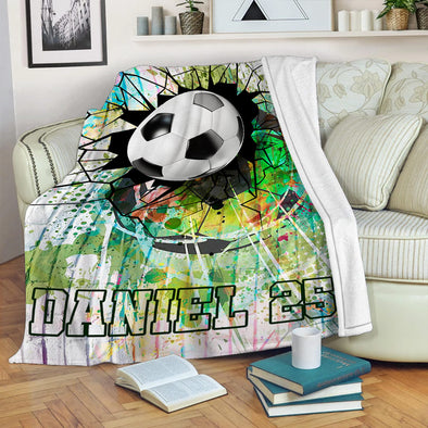Custom Soccer Bedding with Name, Soccer Bedding Twin Set Birthday Gift, Soccer Gifts for Boys Fleece Blanket
