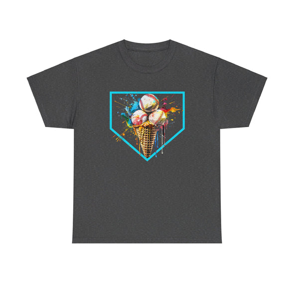 Baseball Home Plate Drip shirt Ice Cream Softball & Baseball T-Shirt Unisex Heavy Cotton Tee