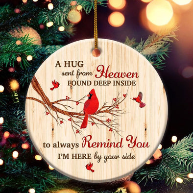A Hug Sent from Heaven Cardinal Memorial Ceramic Ornament