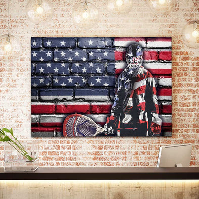 American Flag Lacrosse Player Canvas Wall Art Prints