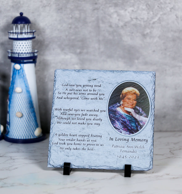Personalized In Loving Memory - God Saw You Getting Tired Memorial Stone