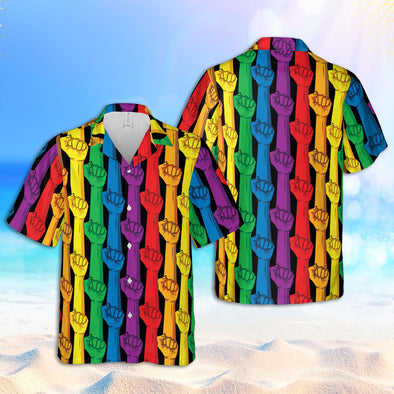 Rainbow Color LGBT Gay Pride Hand Pattern Unisex Hawaiian Shirts