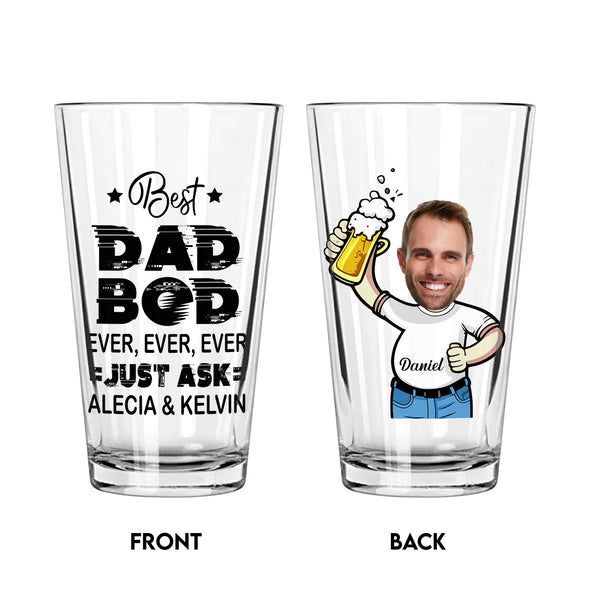 Best Dad Bod Personalized Beer Glass - Gift For Father's Day, Funny Dad