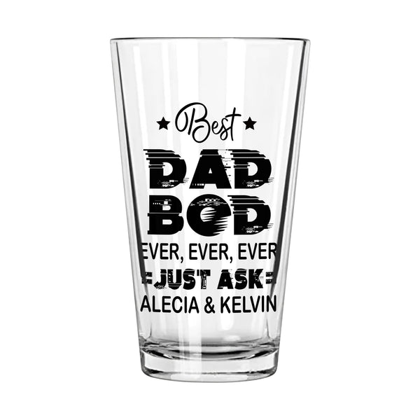 Best Dad Bod Personalized Beer Glass - Gift For Father's Day, Funny Dad