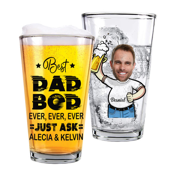 Best Dad Bod Personalized Beer Glass - Gift For Father's Day, Funny Dad