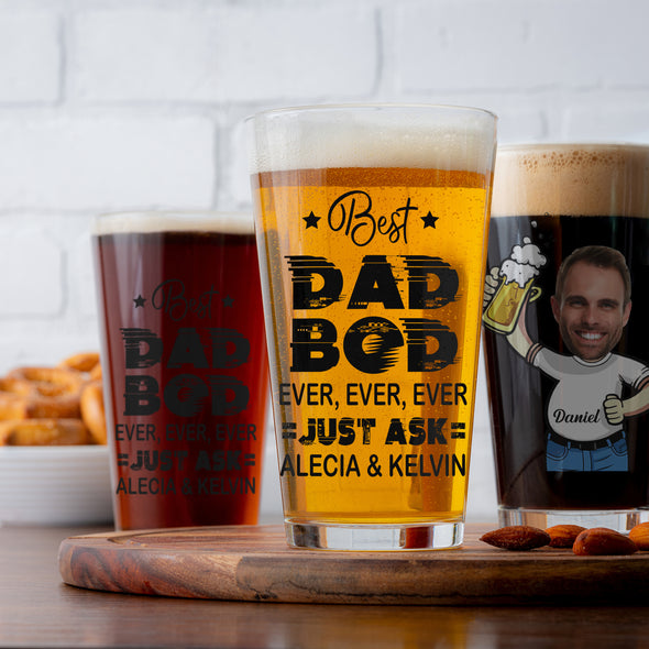 Best Dad Bod Personalized Beer Glass - Gift For Father's Day, Funny Dad