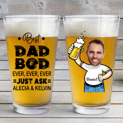 Best Dad Bod Personalized Beer Glass - Gift For Father's Day, Funny Dad