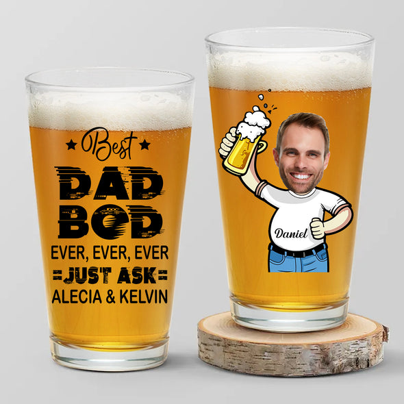 Best Dad Bod Personalized Beer Glass - Gift For Father's Day, Funny Dad