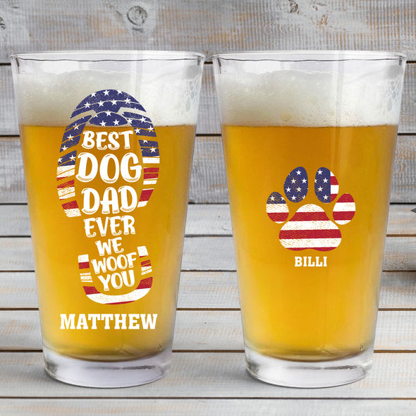 Best Dog Dad Ever Personalized Beer Glass - Gift For Father's Day