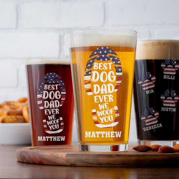 Best Dog Dad Ever Personalized Beer Glass - Gift For Father's Day