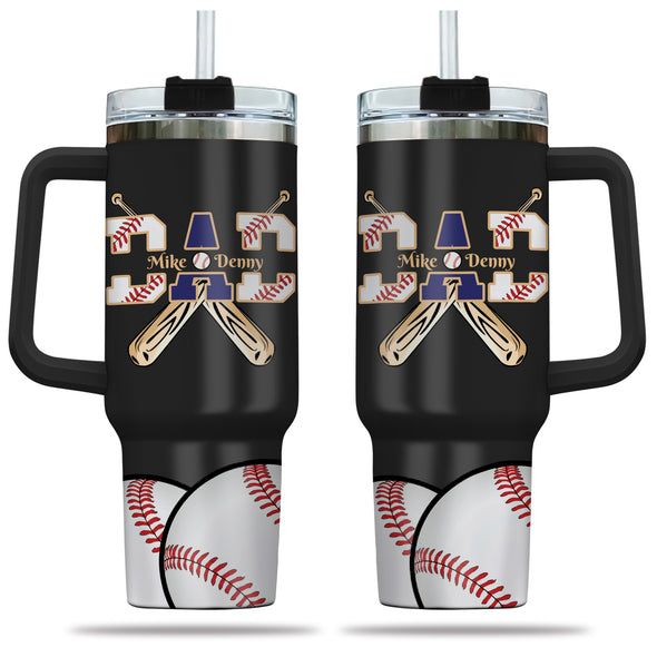 Personalized Baseball Dad 40oz Tumbler Cup - Gift For Father's Day, Baseball Lovers