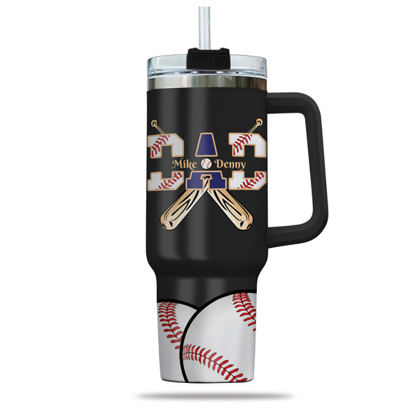 Personalized Baseball Dad 40oz Tumbler Cup - Gift For Father's Day, Baseball Lovers