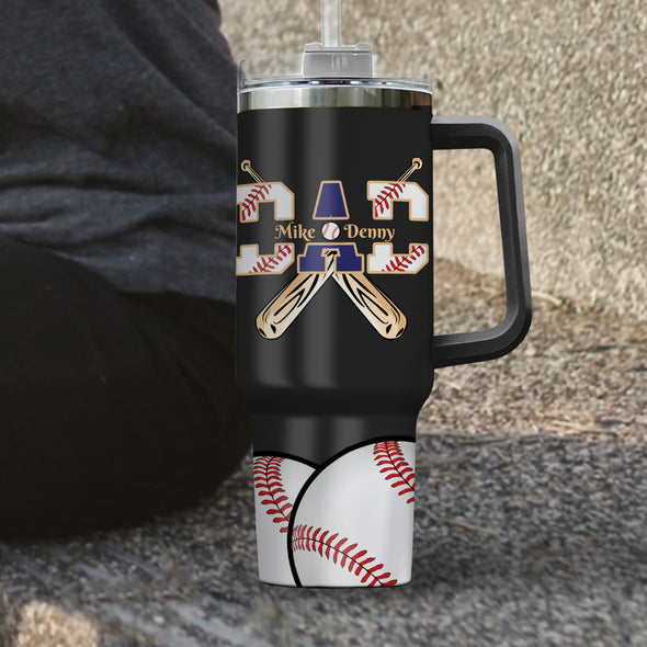 Personalized Baseball Dad 40oz Tumbler Cup - Gift For Father's Day, Baseball Lovers