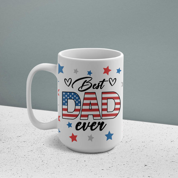 Personalized Best Dad Ever Hand Kids Ceramic Mug 15oz - Gift For Father's Day, 4th Of July