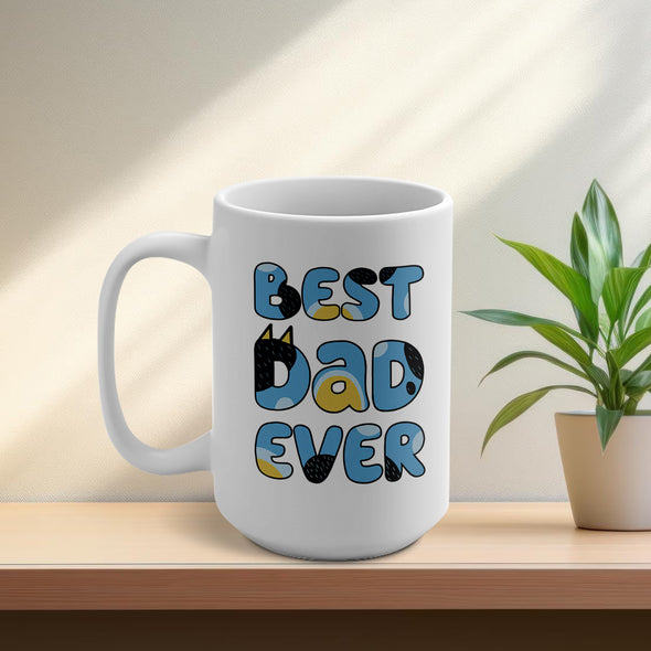 Personalized Best Dad Ever Dog Family Ceramic Mug 15oz - Gift For Father's Day, Family