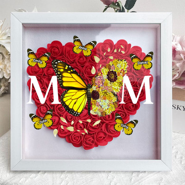 Personalized Butterfly Mom and Kids Flower Shadow Box - Gift For Mother's Day