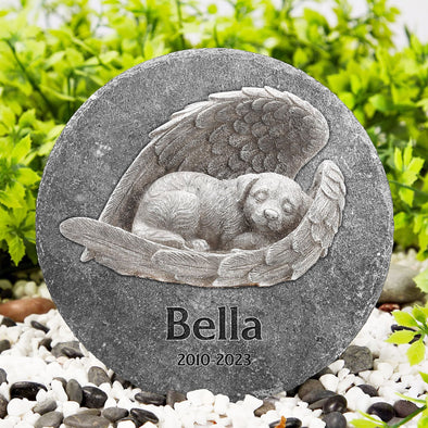 Customized Pet With Wings In Heaven - Memorial Stone For Pet Loss