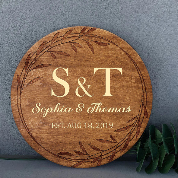 Custom Name Husband & Wife/ Couple Round Wood Sign