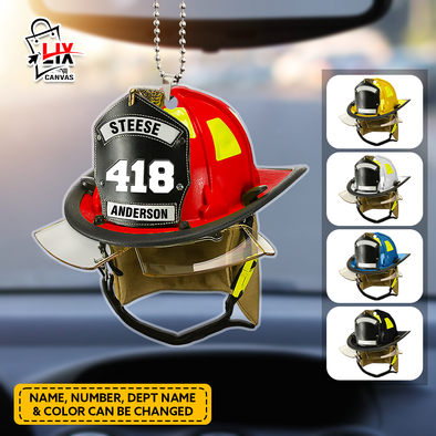 Custom Firefighter Helmet Acrylic Ornament - Christmas Gift, Christmas Tree Decor, Hanging Car, Keychain