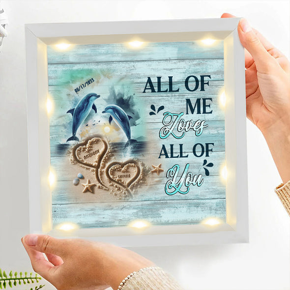 Dolphin All Of Me Loves Personalized Night Light Shadow Box - Gift For Husband, Wife