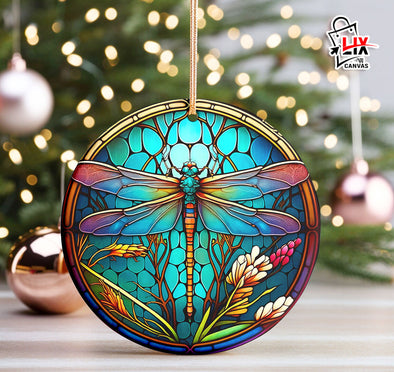 Dragonfly Art Ceramic Ornament - Christmas Tree Decoration