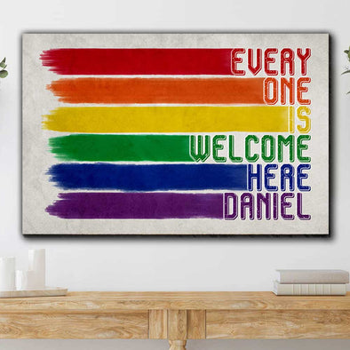 Personalized Every One Is Welcome Here Canvas Wall Art - Gift for LGBT Month