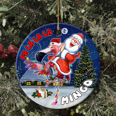 Fa La La La Flamingo Christmas Tree Ceramic Ornament - Keepsake Gift- Xmas Tree Decor