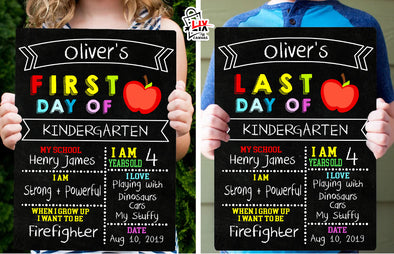 Personalized First Day And Last Day Of- 1st Day School Signs Chalkboard For Kids