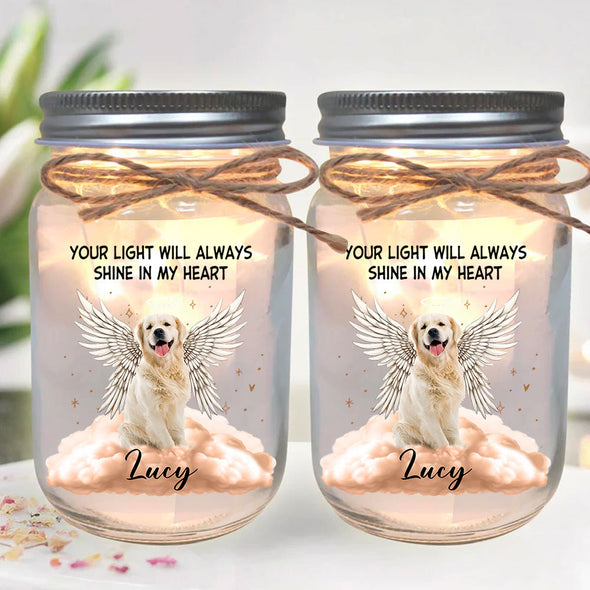 Personalized Forever In My Heart 16oz Mason Jar Light - Sympathy Gift For Pet Lovers