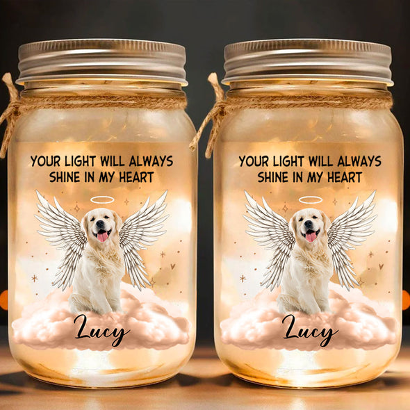 Personalized Forever In My Heart 16oz Mason Jar Light - Sympathy Gift For Pet Lovers