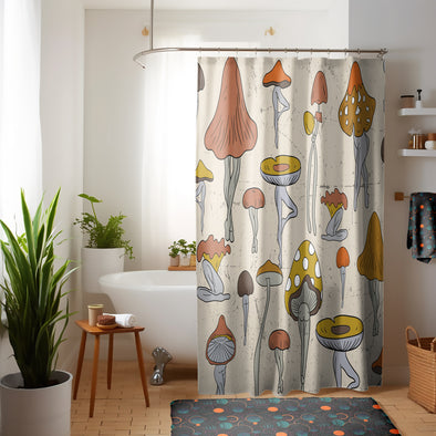Funny Mushroom Body Shower Curtain Set - Bathroom Shower Curtain