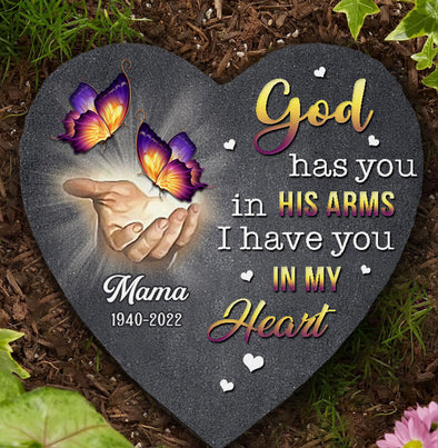 Personalized God Has You In His Arms I Have You In My Heart Butterfly Memorial Stone