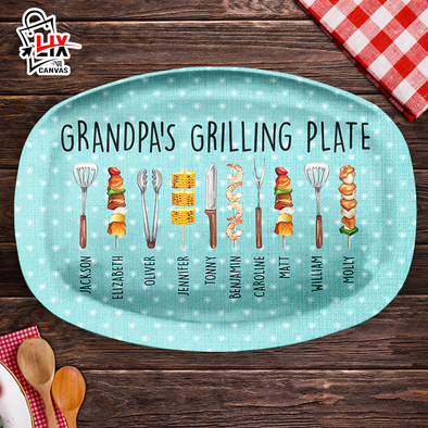 Customized Grandpa's Grilling Plate Family- Platter For Father's Day