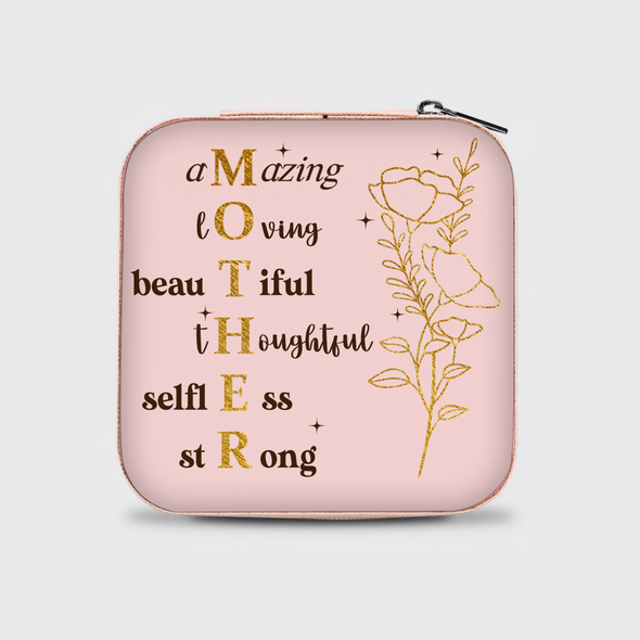 Mother Letter Jewelry Box - Travel Jewelry Case Inspiration Gift For Mom, Bride, Aunt, Friends