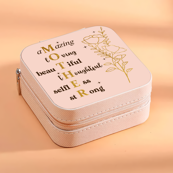 Mother Letter Jewelry Box - Travel Jewelry Case Inspiration Gift For Mom, Bride, Aunt, Friends