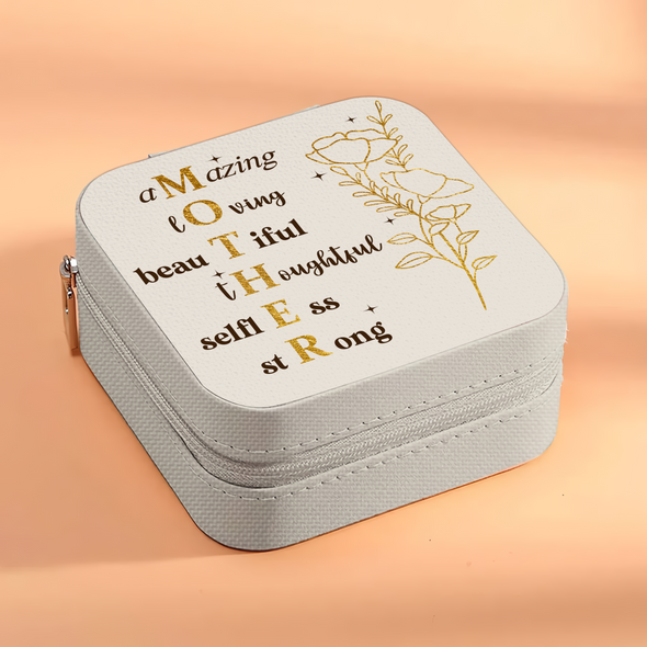 Mother Letter Jewelry Box - Travel Jewelry Case Inspiration Gift For Mom, Bride, Aunt, Friends