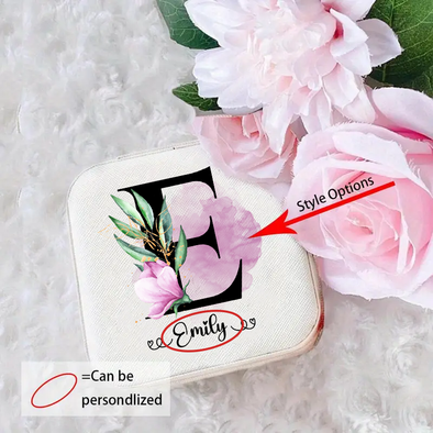 Personalized Letter Pattern & Name Jewelry Box - Travel Jewelry Case Gift For Mom, Bride, Aunt, Friends