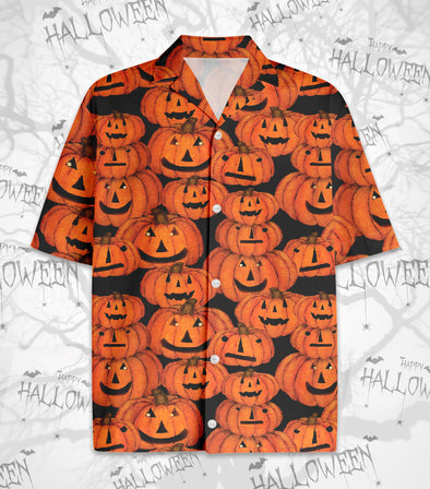Amazing Halloween Hawaiian Aloha Shirts Pumpkin Jack-o'-lantern Pattern