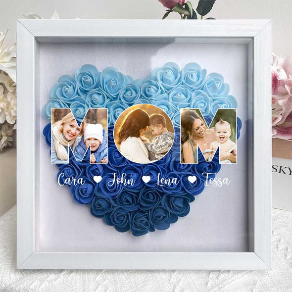 Personalized Photo I Love My Mom Flower Shadow Box - Gift For Mother's Day