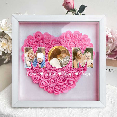 Personalized Photo I Love My Mom Flower Shadow Box - Gift For Mother's Day