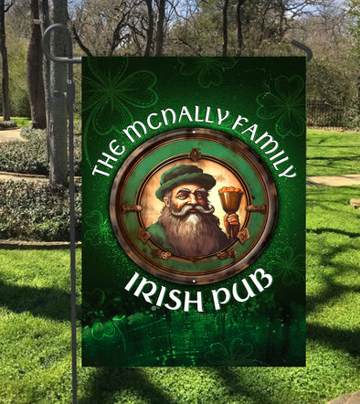 Irish Pub St. Patrick's Day Garden Flag- Personalized St. Patrick's Day Garden Flag, Gift For Family,