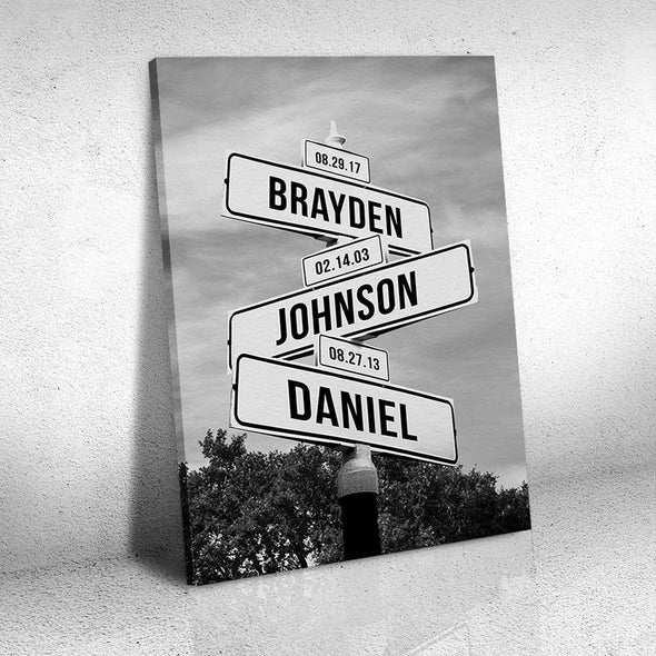 Personalized Street Sign Family Canvas Wall Art - Wall Art For Family Names