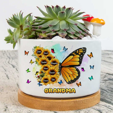 Personalized Sunflower Butterfly Grandma/ Nana/ Mom Plant Pot