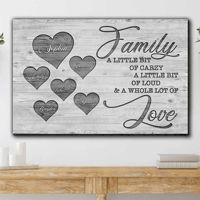 Personalized Family A Little Bit Of Crazy Canvas Wall Art - Up To 6 Names