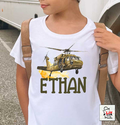 Custom Name Helicopter Kid Unisex T-shirt