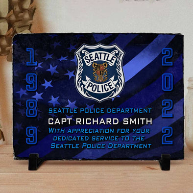 Personalized Dad Police Department Slate Stone Gift For Retirement