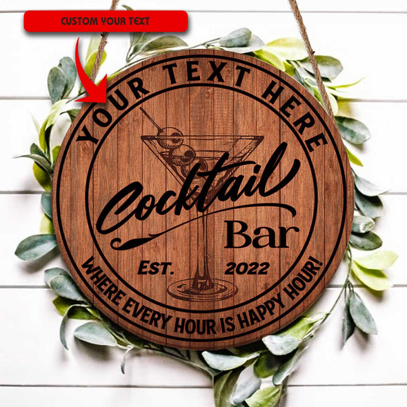 Personalized Whiskey/ Wine/ Cocktail Bar Round Wood Sign