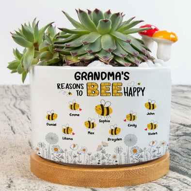 Personalized Reason To Bee Happy Plant Pot
