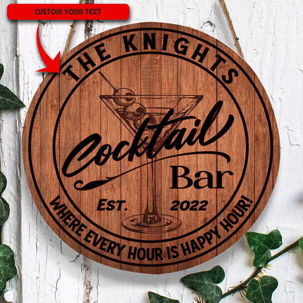 Personalized Whiskey/ Wine/ Cocktail Bar Round Wood Sign