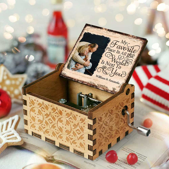 Personalized My Favorite Place In All The World Music Box - Gift For Couples, Husband Wife